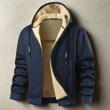Men’s Zip-Up Hoodie Jacket – Relaxed Fit – Plush Lined – Ribbed Cuffs and Hem