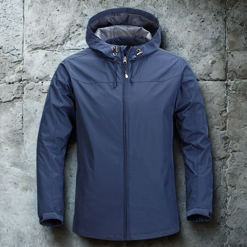 Men’s Hooded Jacket – Ripstop Fabric – Structured Fit – Two-Way Zipper – Wind Resistant