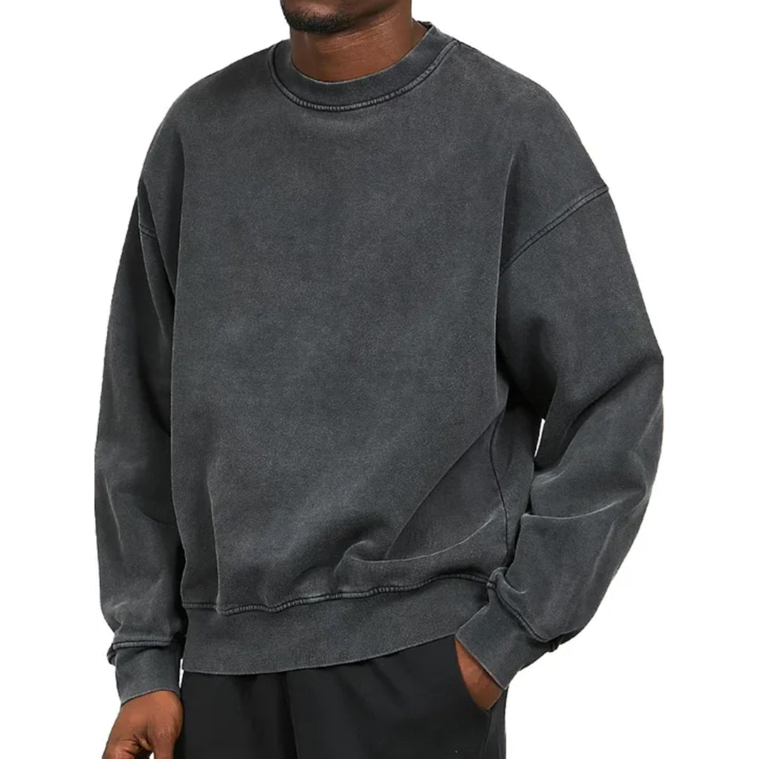 Men’s Sweatshirt – Relaxed Fit – Cotton Blend – Dropped Shoulders – Ribbed Trim Casual Style
