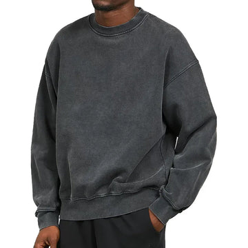 Men’s Sweatshirt – Relaxed Fit – Cotton Blend – Dropped Shoulders – Ribbed Trim Casual Style