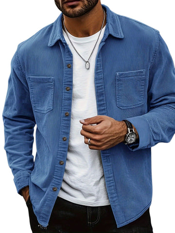 Men’s Blazer – Regular Fit – Cotton Blend Corduroy – Button Down – Chest Pockets