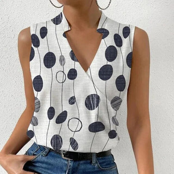 V-Neck Floral Print Sleeveless Women’s Top - Lightweight & Chic Summer Essential