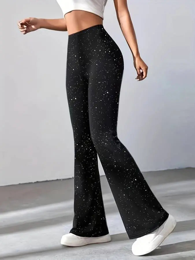 Glitter wide leg trousers for women