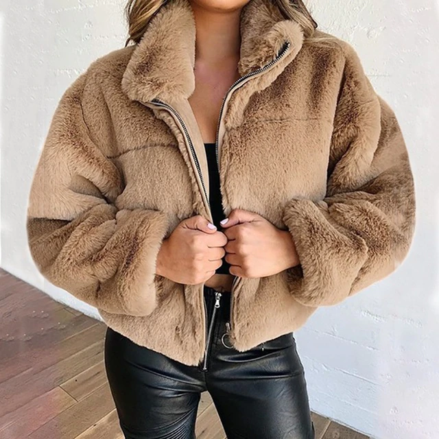 Plush winter jacket for women