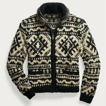 Men's Knit Cardigan - Warm Thick Knit - Relaxed Fit - Button-Up Casual Wear