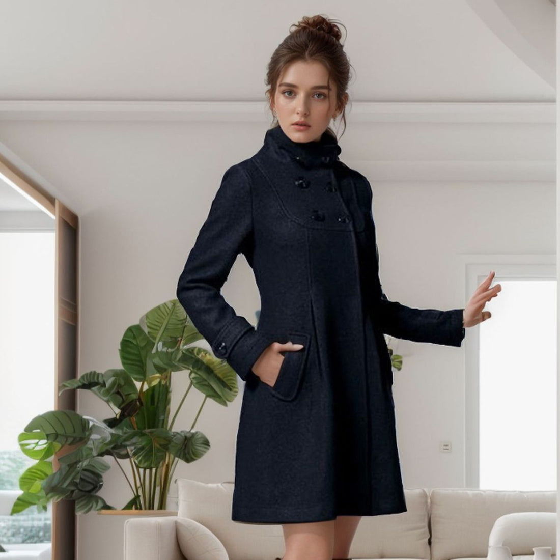 Hooded scarf dress jacket for women