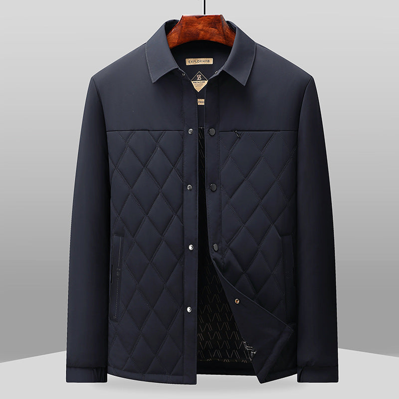 Men’s Padded Jacket – Quilted Texture – Regular Fit – Shirt Collar – Button Front