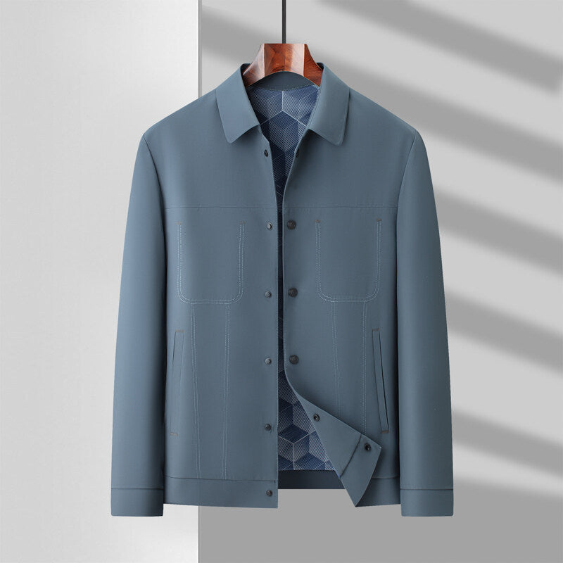 Men’s Casual Jacket – Relaxed Fit – Button Front – Patterned Lining – Hip Length
