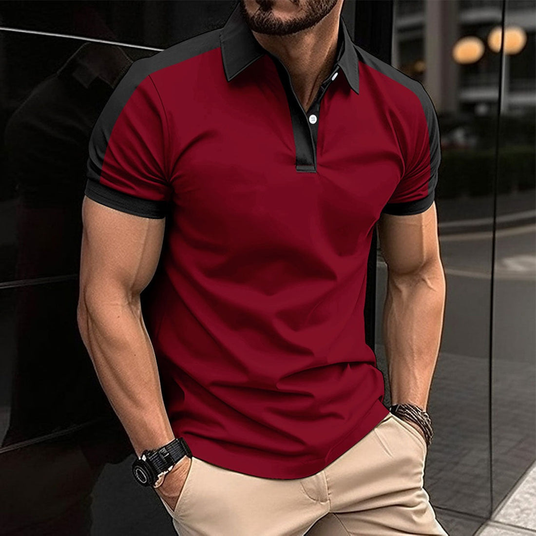 Men’s Polo Shirt – Slim Fit – Contrast Collar and Sleeves