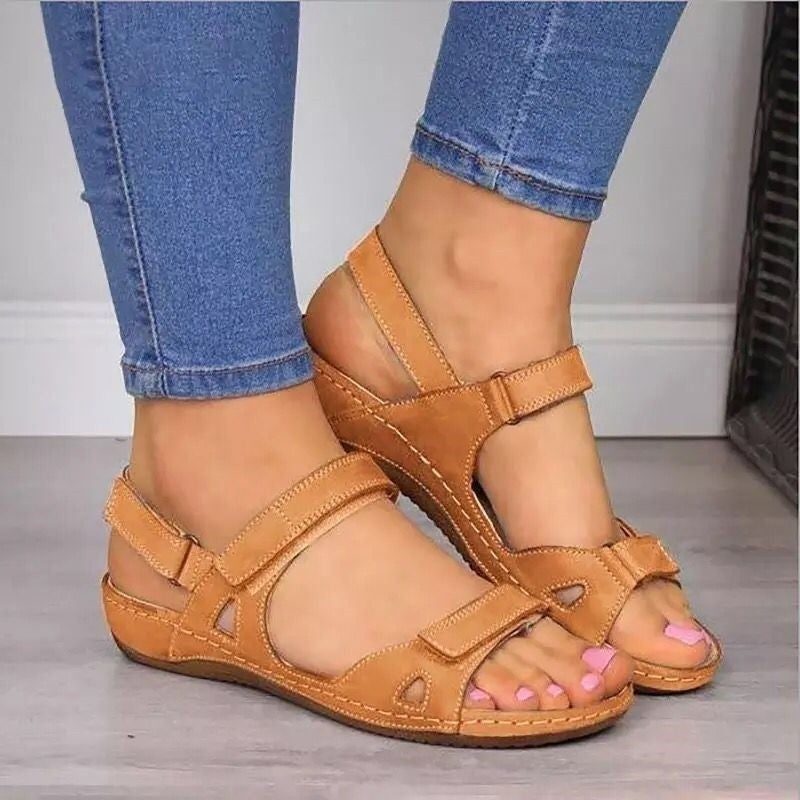 Women’s Platform Sandals – Faux Leather – Adjustable Straps – Open Toe Casual Fit