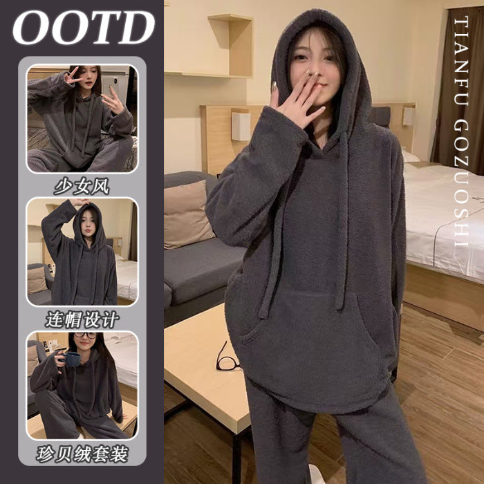 Basic teddy hoodie & teddy jogger pants for women