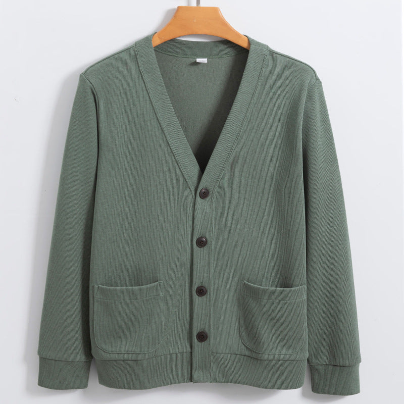Men’s Cardigan – Relaxed Fit – V-Neck – Button Front with Pockets