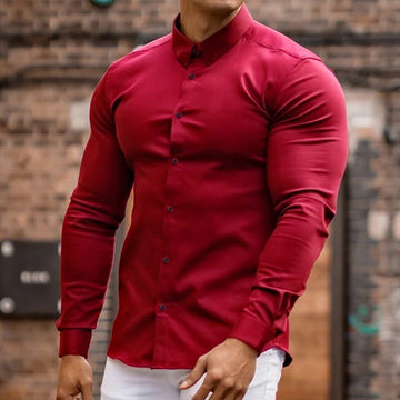 Men’s Button-Down Shirt - Slim Fit - Long Sleeve - Tailored Cotton - Breathable Fabric