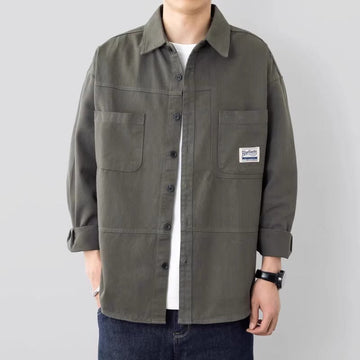 Men’s Overshirt Jacket – Relaxed Fit – Button-Up – Utility Pockets – Collared