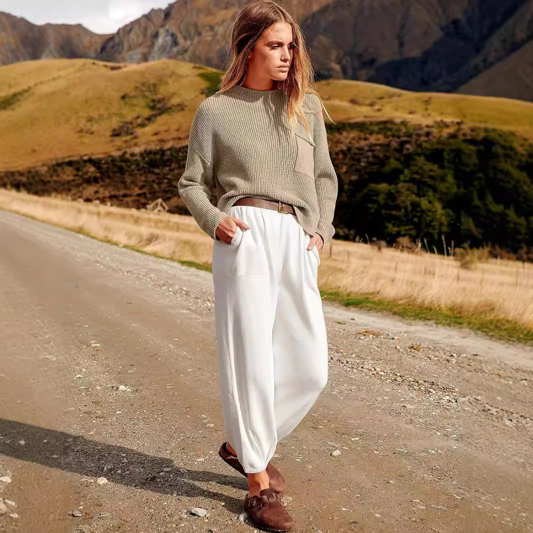 Women’s Knit Lounge Set – Relaxed Fit Sweater – Wide-Leg Trousers – Soft Knitwear