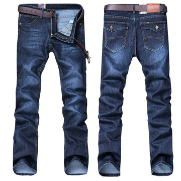 Men’s Jeans – Slim Fit Straight Leg – Washed Denim – Distressed 5 Pocket Style