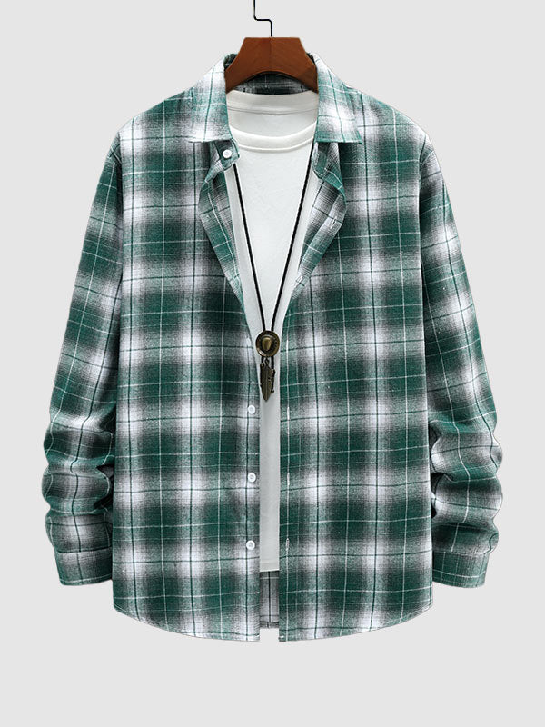 Plaid button up collared shirt for men