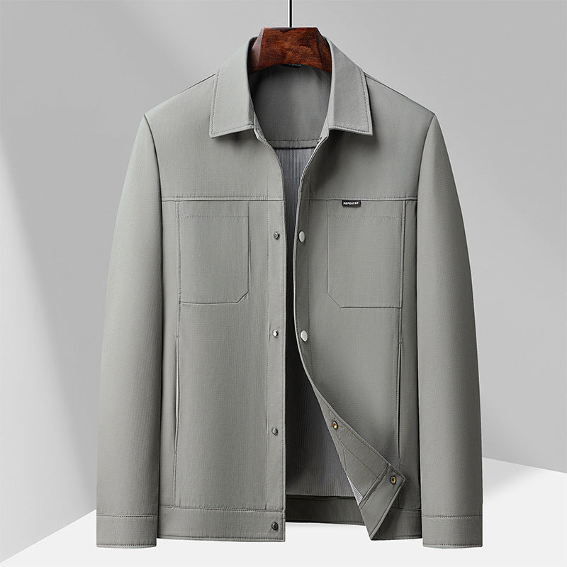 Men’s Casual Jacket – Regular Fit – Snap Button Front – Four Pockets – Lapel Collar