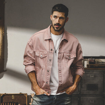 Men’s Denim Jacket – Relaxed Fit – Button Front – Chest Pockets – Structured Casual Style