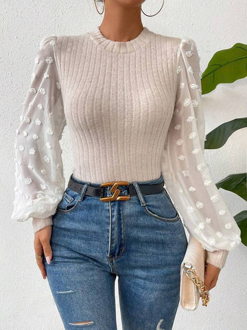 Bohemian long sleeve knit blouse for women