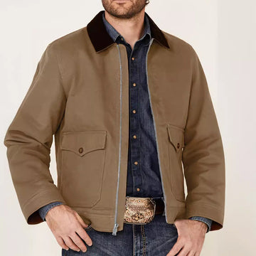 Men’s Jacket – Regular Fit – Cotton Blend – Zipper Front – Flap Pockets – Smart Casual