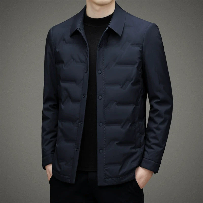 Men’s Down Jacket – Slim Fit – Insulated – Button-Up Quilted Style