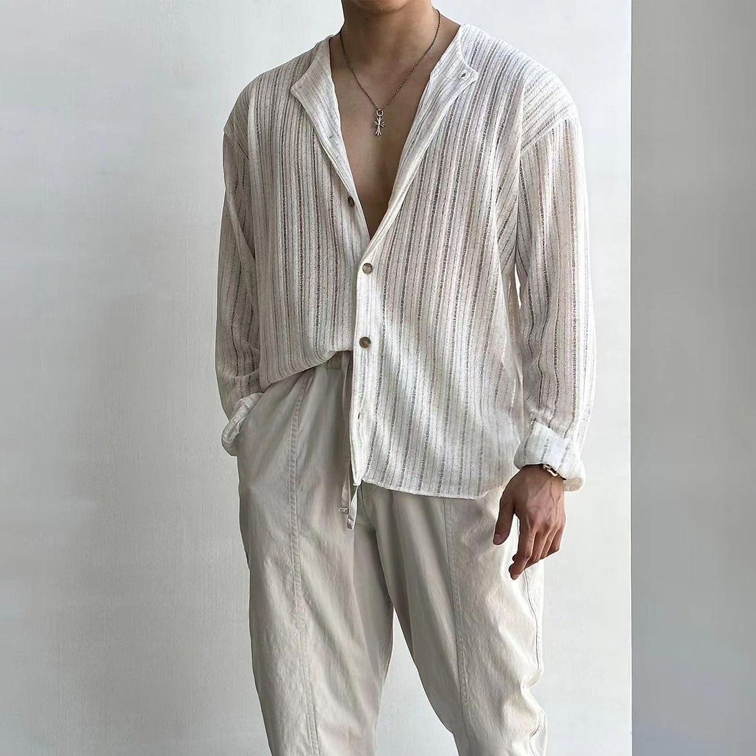Men’s Knitted Cardigan – Slim Fit – V-Neck – Ribbed – Button Down – Lightweight