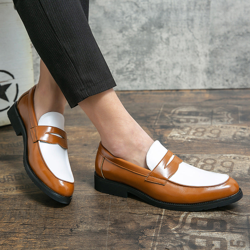 Men’s Loafers – Polished Leather – Slip-On – Two-Tone – Rubber Sole – Tailored Fit