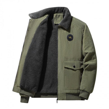Men’s Corduroy Jacket – Loose Fit – Wool Lined – Button Front – Ribbed Hem & Cuffs