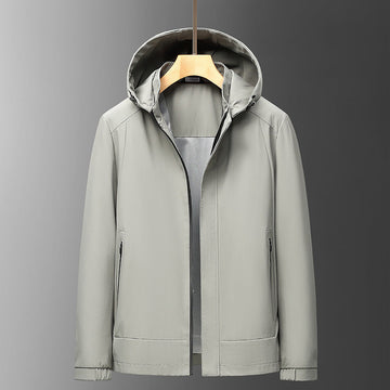 Men’s Hooded Jacket – Relaxed Fit – Water-Resistant – Zippered Pockets – Zip Front
