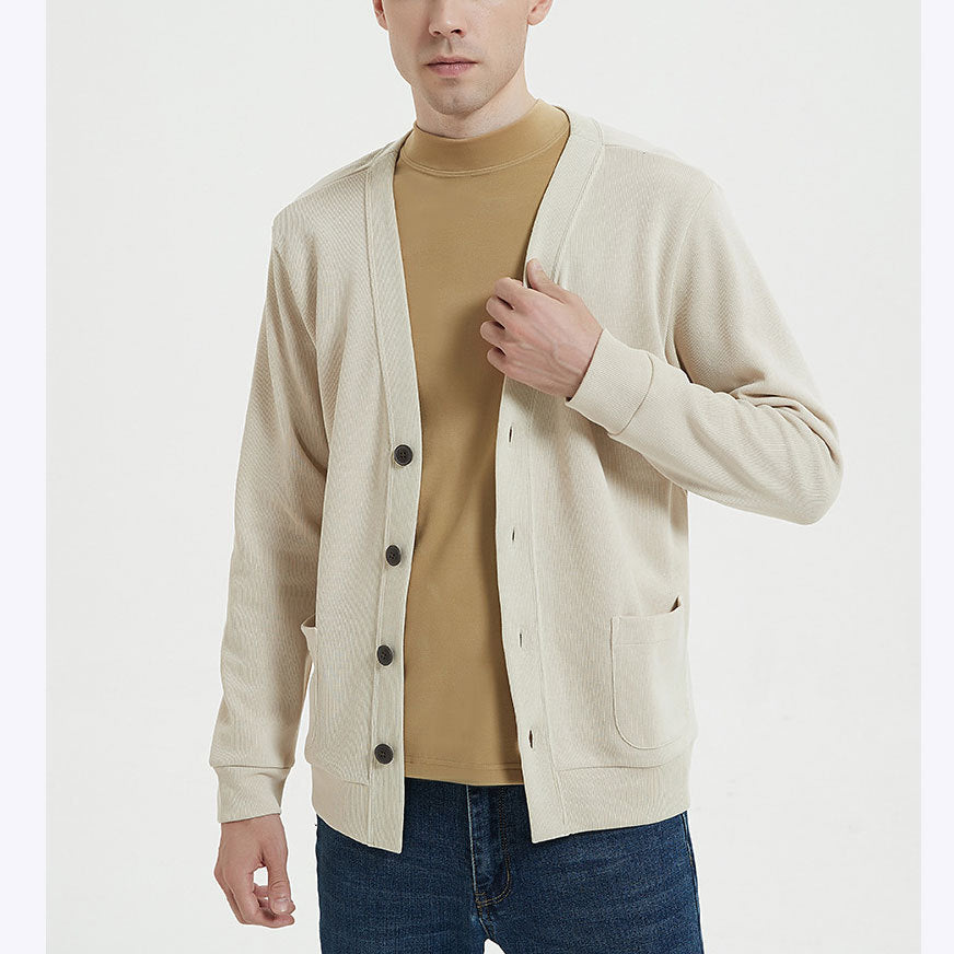 Men’s Cardigan – Relaxed Fit – V-Neck – Button Front with Pockets