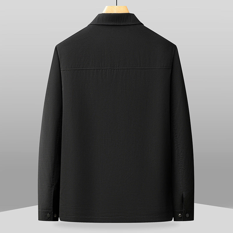 Men’s Jacket – Regular Fit – Woven Texture – Point Collar – Button Front – Chest Pockets