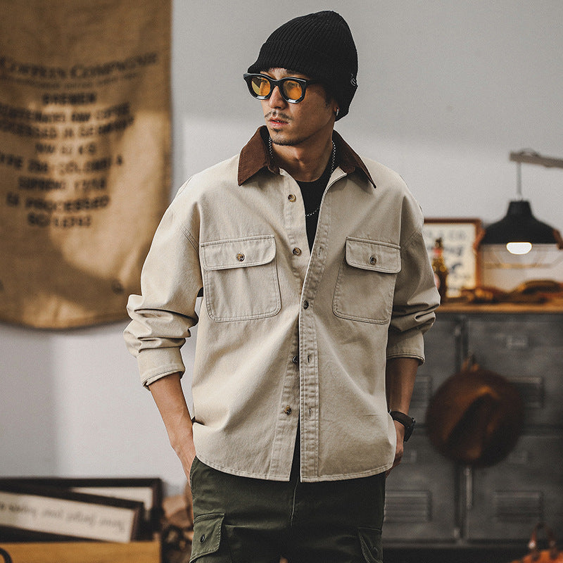 Men’s Workwear Jacket – Loose Fit – Durable Canvas – Button Front – Utility Pockets