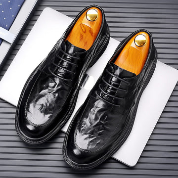 Men’s Oxford Dress Shoes – Leather Hand-Grained – Closed Lacing – Formal Fit