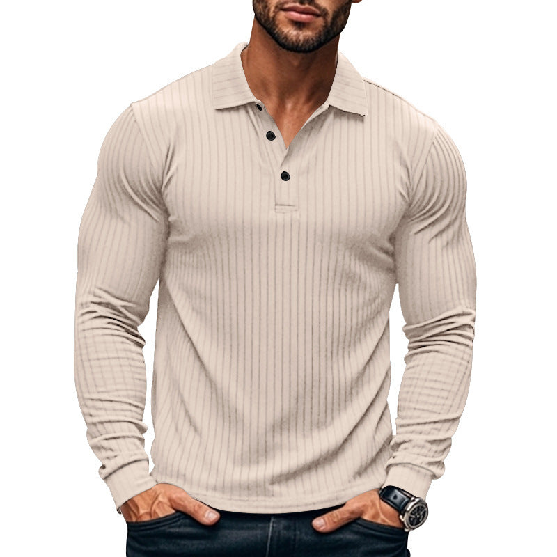 Men’s Henley Shirt – Slim Fit – Ribbed Knit – Long Sleeve – Modern Collar