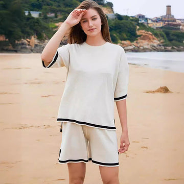Women’s Knit Sweater Set – Relaxed Fit – Ribbed Trim – Soft Breathable Fabric