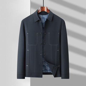 Men’s Casual Jacket – Relaxed Fit – Button Front – Patterned Lining – Hip Length