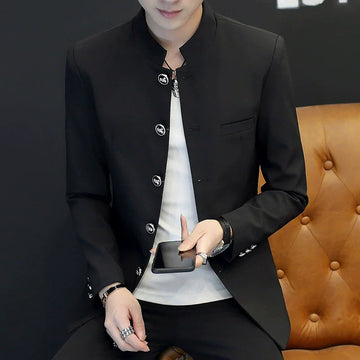 Men’s Blazer – Slim Fit – Stand Collar – Single Breasted – Modern Structured Style