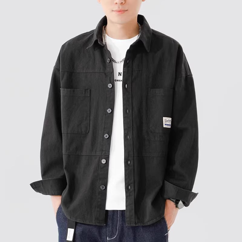 Men’s Overshirt Jacket – Relaxed Fit – Button-Up – Utility Pockets – Collared