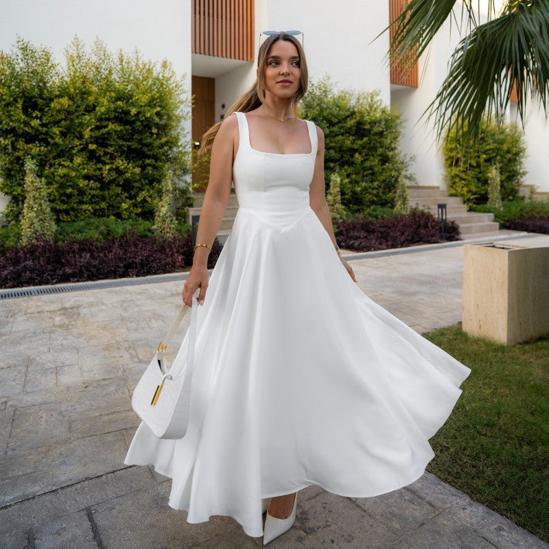 Women’s Elegant Sleeveless Dress – A-Line – Maxi Length – Summer Occasion wear