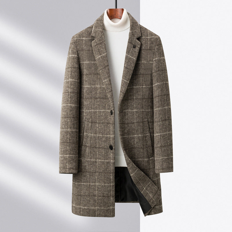 Men’s Overcoat – Wool Blend – Straight Fit – Mid-Length – Notch Lapel – Single Breasted