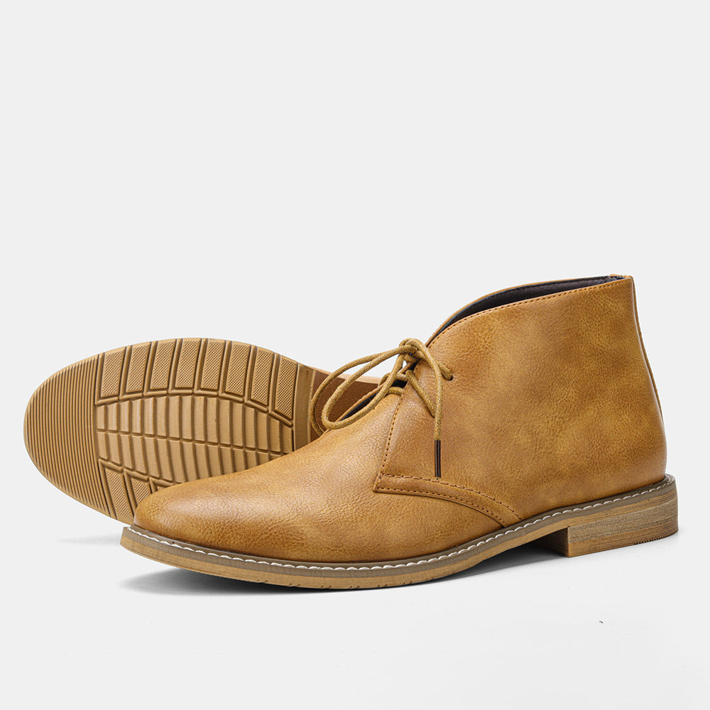 Leather lace-up chukka boots for men