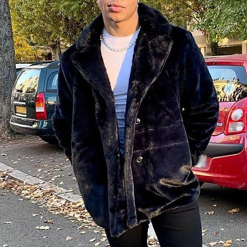 Men’s Cardigan Coat – Plush Fleece Feel – Oversized Fit – Open Front Casual Layer