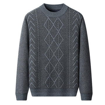 Men’s Pullover Sweater – Wool Blend – Cable Knit – Regular Fit – Round Neck