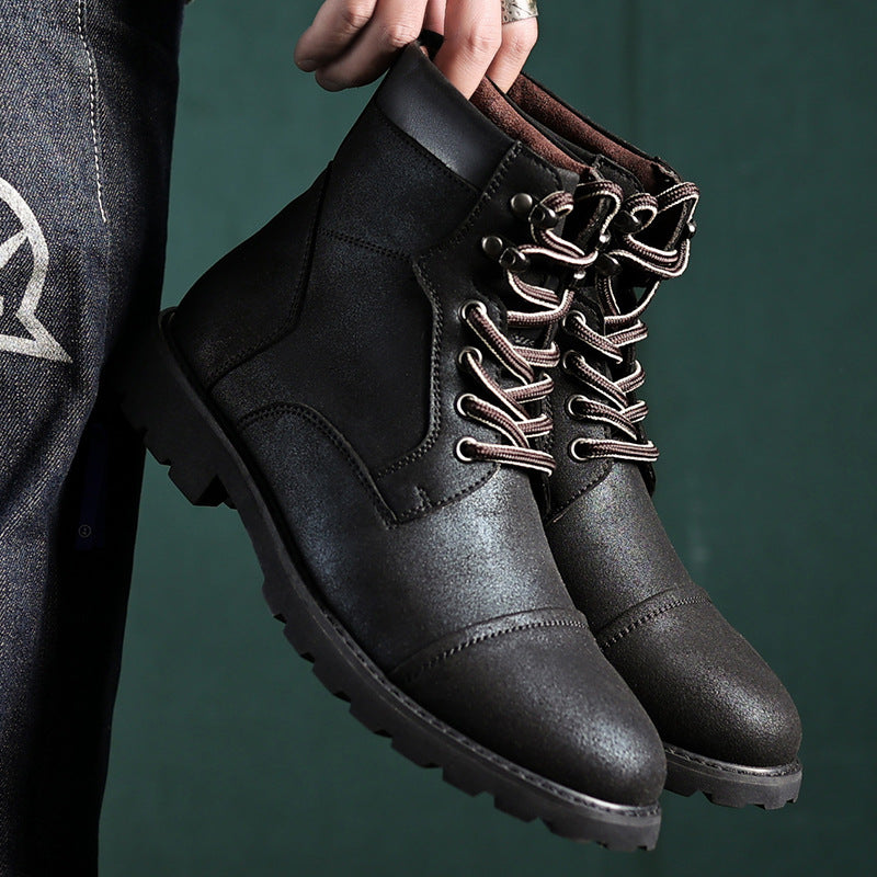 Men’s Lace-Up Boots – Leather Upper – Ankle Height – Rugged Toe – Padded Collar