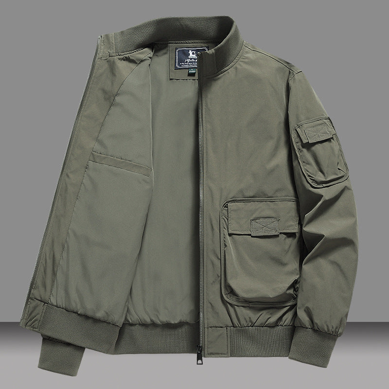 Men’s Bomber Jacket – Relaxed Fit – Ribbed Trim – Patch Pockets – Full Zip Closure