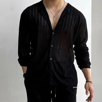 Men’s Knitted Cardigan – Slim Fit – V-Neck – Ribbed – Button Down – Lightweight