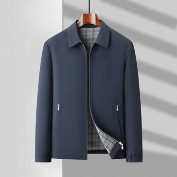 Men’s Jacket – Regular Fit – Zipper Front – Spread Lapel – Plaid Lined – Elastic Hem