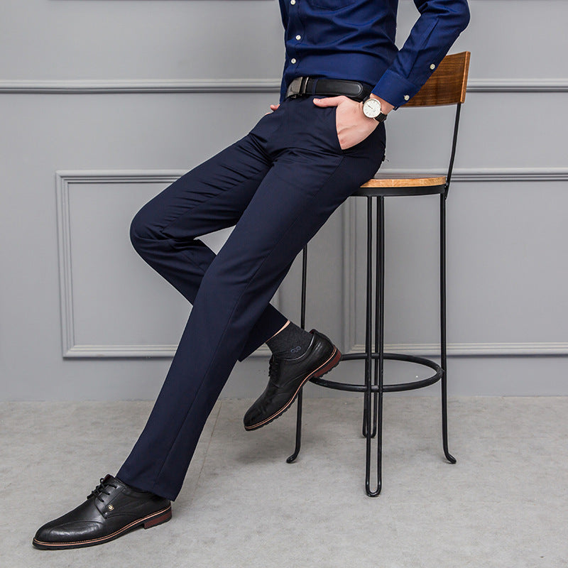 Men’s Trousers – Slim Fit – Stretch – Wrinkle-Resistant – Flat Front – Full Length