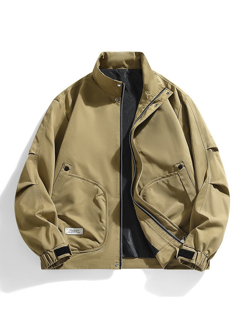 Men’s Bomber Jacket – Relaxed Oversized Fit – Stand-Up Collar – Multi-Pocket Utility Design